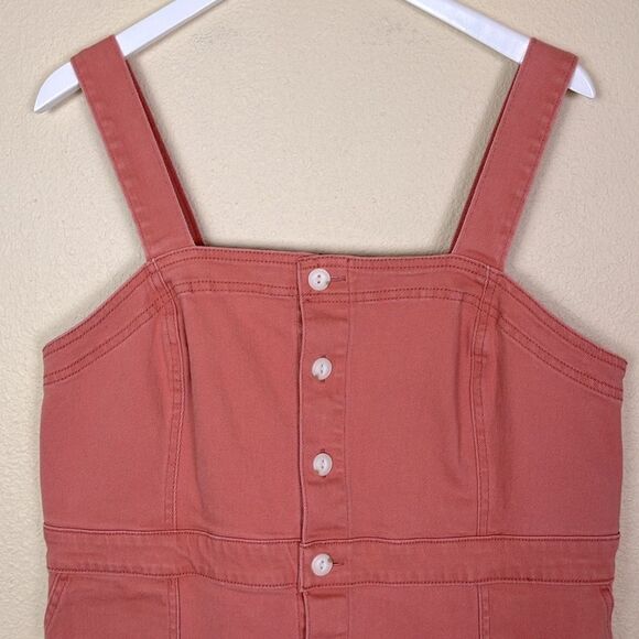 Universal Thread salmon pink button down tank Jean dress size 14 - Picture 2 of 6